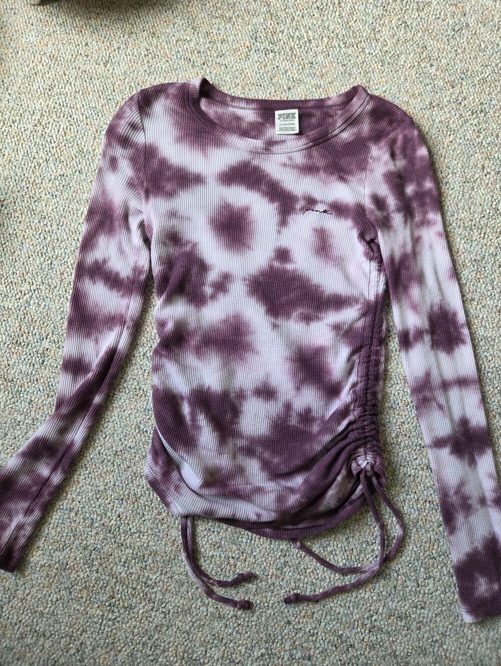 VS Pink Tie-Dye Ribbed Long Sleeve Top - Purple